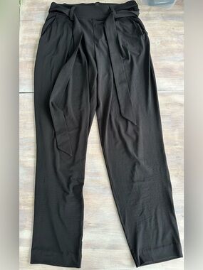 Express black flowy straight leg tie high waist pants XS